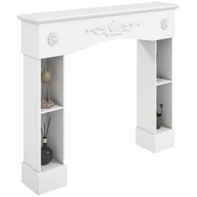 Baroque Fireplace Mantel, Freestanding Fireplace Surround with Leg for Electric Fireplaces, 45.3" W x 39.4" H, White (Option: White-1200x300x720 mm)