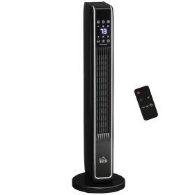 2-In-1 Portable Electric Tower Heater, Oscillating Space Heater for Indoor Use with Remote Control, 8H Timer, Three Heating Modes(High, Low, Fan (Option: Black-255x250x790 mm)