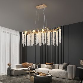 39-inch Modern Golden Pendant Light With Cascading Crystal Strands, Ideal For Living Room, Dining Room And Foyer, High-End Decorative Lighting Fi (Option: Gold)